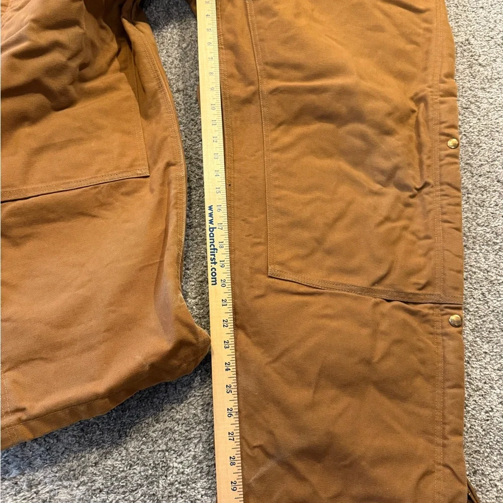 Carhartt Quilted Lined Duck Bib Overalls Mens 50x32‎ Zip To Thigh R41 BRN * - Picture 6 of 10